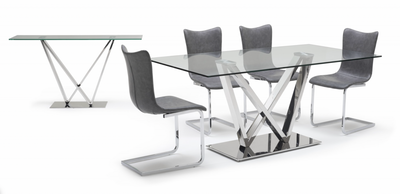 versus dining table and chairs available at Hunters Furniture Derby