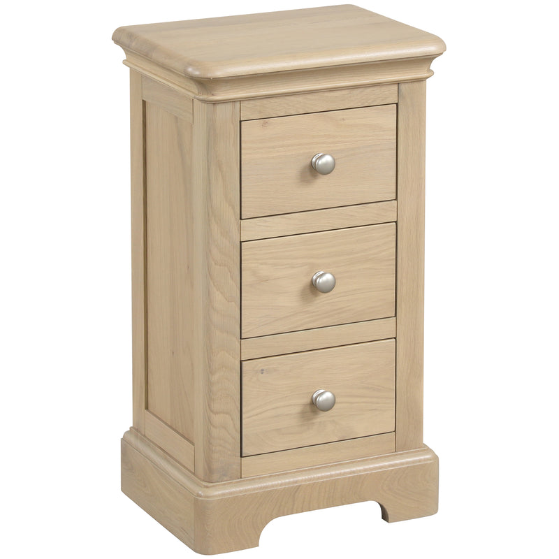 Cromford Oak 3 Drawer Compact Bedside