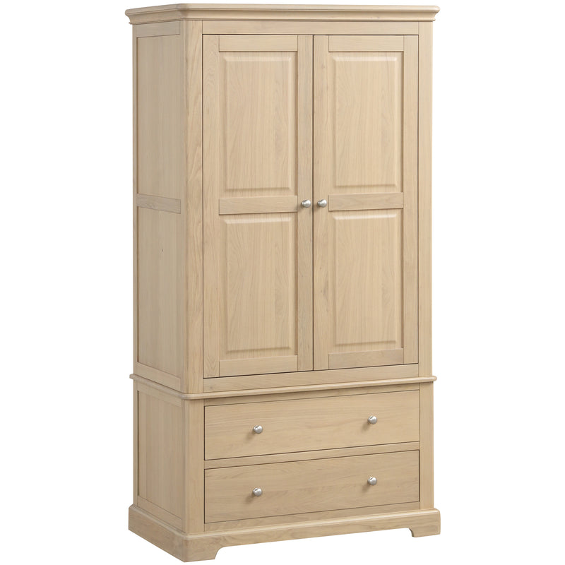 Cromford Oak 2 Drawer Double Gents Wardrobe