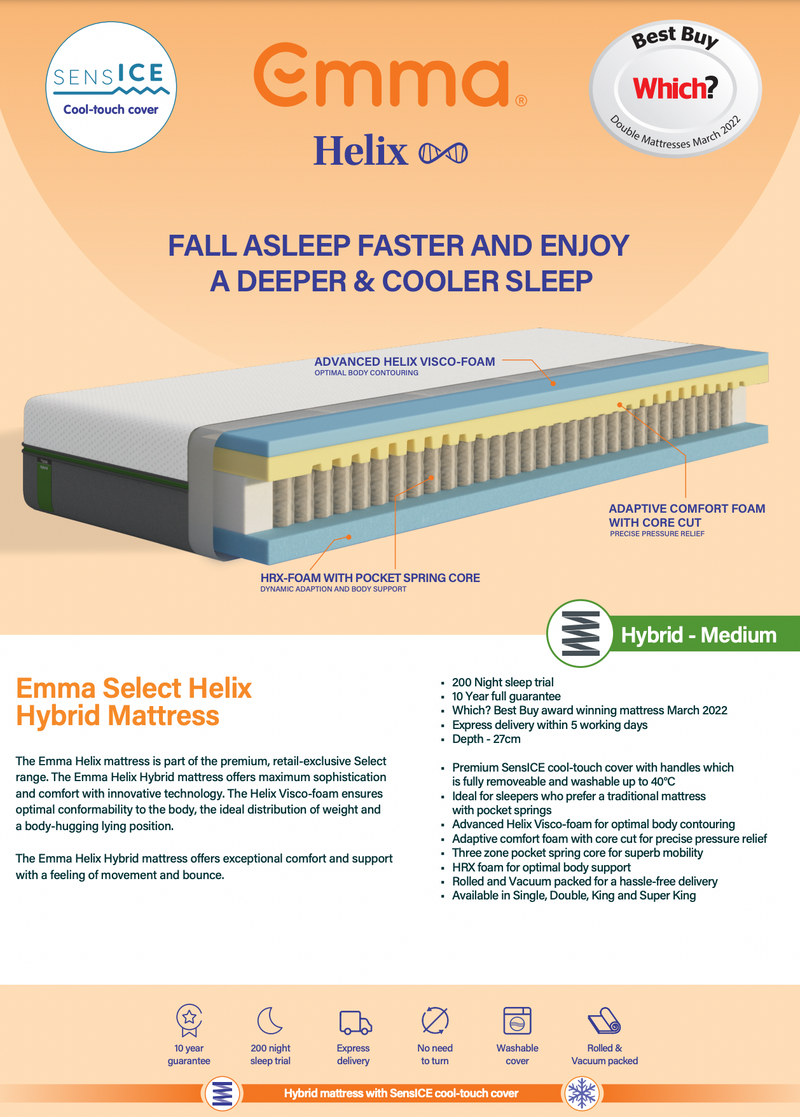 Emma Select Helix Hybrid Mattress available at Hunters Furniture Derby